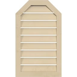 Ekena Millwork - GVSOT04 - Signature Urethane Octagonal Top Surface Mount Gable Vent Narrow Frame Primed Tan