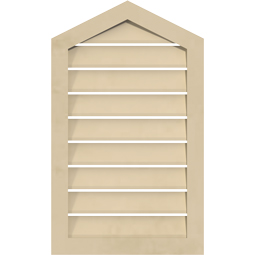Ekena Millwork - GVSPE04 - Signature Urethane Peaked Top Surface Mount Gable Vent Narrow Frame, Primed Tan