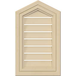 Ekena Millwork - GVSPE05 - Signature Urethane Peaked Top Surface Mount Gable Vent Decorative Frame, Primed Tan