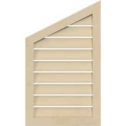 Ekena Millwork - GVSPL04 - Signature Urethane Half Peaked Top Left Surface Mount Gable Vent Narrow Frame, Primed Tan