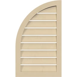 Ekena Millwork - GVSQL04 - Signature Urethane Quarter Round Top Left Surface Mount Gable Vent Narrow Frame Primed Tan