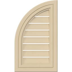 Ekena Millwork - GVSQL05 - Signature Urethane Quarter Round Top Left Surface Mount Gable Vent Decorative Frame Primed Tan