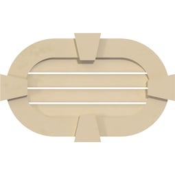Ekena Millwork - GVSRE01KF - Signature Urethane Horizontal Round Ended Surface Mount Gable Vent Standard Frame With Flat Keystone Primed Tan