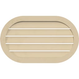 Ekena Millwork - GVSRE04 - Signature Urethane Horizontal Round Ended Surface Mount Gable Vent Narrow Frame Primed Tan