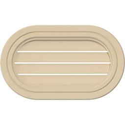 Ekena Millwork - GVSRE05 - Signature Urethane Horizontal Round Ended Surface Mount Gable Vent Decorative Frame Primed Tan