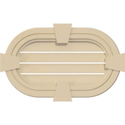 Ekena Millwork - GVSRE05KF - Signature Urethane Horizontal Round Ended Surface Mount Gable Vent Decorative Frame With Flat Keystone Primed Tan