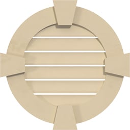 Ekena Millwork - GVSRO01KF - Signature Urethane Round Surface Mount Gable Vent Standard Frame With Flat Keystone Primed Tan