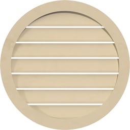 Ekena Millwork - GVSRO04 - Round Surface Mount Signature Urethane Gable Vent Narrow Frame, Primed Tan
