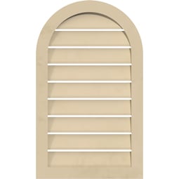 Ekena Millwork - GVSRT04 - Round Top Surface Mount Signature Urethane Gable Vent Narrow Frame, Primed Tan