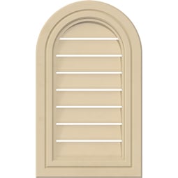 Ekena Millwork - GVSRT05 - Signature Urethane Round Top Surface Mount Gable Vent Decorative Frame Primed Tan