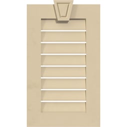 Ekena Millwork - GVSVE01KA - Signature Urethane Vertical Surface Mount Gable Vent Standard Frame With Decorative Keystone Primed Tan