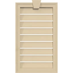 Ekena Millwork - GVSVE02KF - Signature Urethane Vertical Surface Mount Gable Vent Brickmould Frame With Flat Keystone Primed Tan