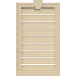 Ekena Millwork - GVSVE03KF - Signature Urethane Vertical Surface Mount Gable Vent Brickmould Sill Frame With Flat Keystone Primed Tan