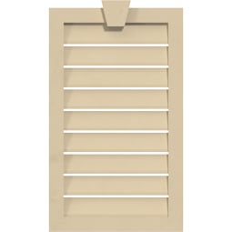 Ekena Millwork - GVSVE04KF - Vertical Surface Mount Signature Urethane Gable Vent Narrow Frame With Flat Keystone, Primed Tan