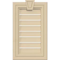 Ekena Millwork - GVSVE05KA - Vertical Surface Mount Signature Urethane Gable Vent Decorative Frame With Decorative Keystone, Primed Tan
