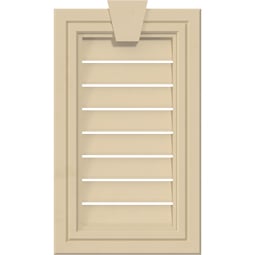 Ekena Millwork - GVSVE05KF - Vertical Surface Mount Signature Urethane Gable Vent Decorative Frame With Flat Keystone, Primed Tan