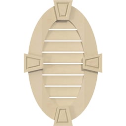 Ekena Millwork - GVSVO01KA - Vertical Oval Surface Mount Signature Urethane Gable Vent Standard Frame With Decorative Keystone, Primed Tan