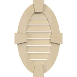 Ekena Millwork - GVSVO01KF - Vertical Oval Surface Mount Signature Urethane Gable Vent Standard Frame With Flat Keystone, Primed Tan