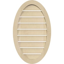 Ekena Millwork - GVSVO04 - Vertical Oval Surface Mount Signature Urethane Gable Vent Narrow Frame, Primed Tan