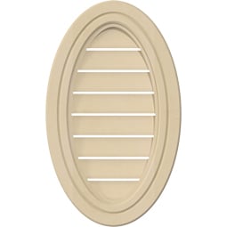 Ekena Millwork - GVSVO05 - Vertical Oval Surface Mount Signature Urethane Gable Vent Decorative Frame, Primed Tan