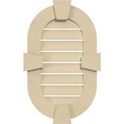 Ekena Millwork - GVSVR01KF - Vertical Round Ended Surface Mount Signature Urethane Gable Vent Standard Frame With Flat Keystone, Primed Tan