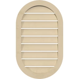 Ekena Millwork - GVSVR04 - Vertical Round Ended Surface Mount Signature Urethane Gable Vent Narrow Frame, Primed Tan