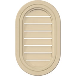Ekena Millwork - GVSVR05 - Vertical Round Ended Surface Mount Signature Urethane Gable Vent Decorative Frame, Primed Tan