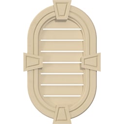 Ekena Millwork - GVSVR05KA - Vertical Round Ended Surface Mount Signature Urethane Gable Vent Decorative Frame With Decorative Keystone, Primed Tan