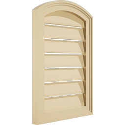 Ekena Millwork - GVSAR02 - Signature Urethane Arch Top Surface Mount Gable Vent Brickmould Frame, Primed Tan