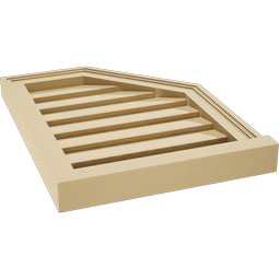 Ekena Millwork - GVSOR03 - Signature Urethane Half Octagon Top Right Surface Mount Gable Vent Brickmould Sill Frame Primed Tan