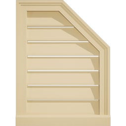 Ekena Millwork - GVSOR03 - Signature Urethane Half Octagon Top Right Surface Mount Gable Vent Brickmould Sill Frame Primed Tan