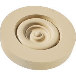 Ekena Millwork - ROSSGRY02 - Signature Urethane Standard Grayson Bullseye Rosette with Square Edge, Primed Tan