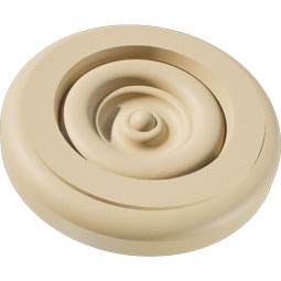 Ekena Millwork - ROSSGRY04 - Signature Urethane Standard Grayson Bullseye Rosette With Rounded Edge, Primed Tan