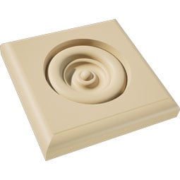 Ekena Millwork - ROSSSDG04 - Standard Sedgwick Bullseye Signature Urethane Rosette With Rounded Edge, Primed Tan