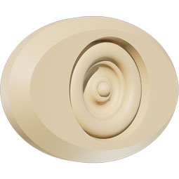 Ekena Millwork - ROSSDAL03 - Signature Urethane Standard Dalton Bullseye Rosette with Beveled Edge, Primed Tan