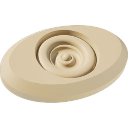 Ekena Millwork - ROSSDAL03 - Signature Urethane Standard Dalton Bullseye Rosette with Beveled Edge, Primed Tan