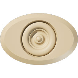 Ekena Millwork - ROSSDAL03 - Signature Urethane Standard Dalton Bullseye Rosette with Beveled Edge, Primed Tan
