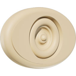 Ekena Millwork - ROSSDAL04 - Signature Urethane Standard Dalton Bullseye Rosette With Rounded Edge, Primed Tan