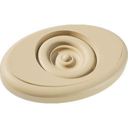 Ekena Millwork - ROSSDAL04 - Signature Urethane Standard Dalton Bullseye Rosette With Rounded Edge, Primed Tan