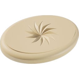 Ekena Millwork - ROSSDAL14 - Standard Dalton Spiral Signature Urethane Rosette With Rounded Edge, Primed Tan