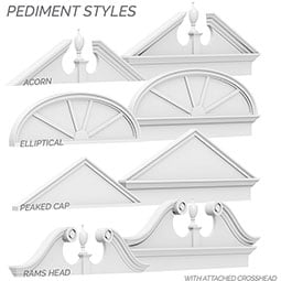 Ekena Millwork - PEDSCACR00 - Acorn Signature Urethane Combination Pediment (Acorn Ships Unattached in Box), Primed Tan