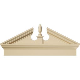 Ekena Millwork - PEDSCACR00 - Acorn Signature Urethane Combination Pediment (Acorn Ships Unattached in Box), Primed Tan