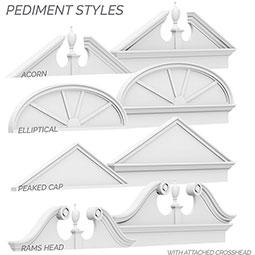 Ekena Millwork - PEDSSACR00 - Acorn Signature Urethane Pediment (Acorn Ships Unattached in Box), Primed Tan