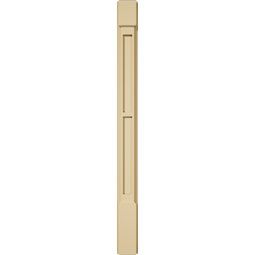 Ekena Millwork - PILSDFP-2 - Signature Urethane Two Equal Flat Panel Pilaster Capital & Base, High Density Milled Urethane, Factory Primed Tan, Sold As Pair