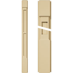 Ekena Millwork - PILSDFP-2 - Signature Urethane Two Equal Flat Panel Pilaster Capital & Base, High Density Milled Urethane, Factory Primed Tan, Sold As Pair