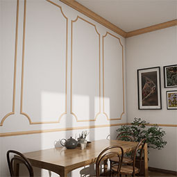 Ekena Millwork - MLDWWM1215SC - WM1215 1 1/4"W x 8 1/2"H Americraft Solid Hardwood Stain Grade Joint Moulding Scallop Corner (matches moulding MLDWWM1215)