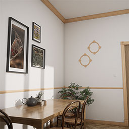 Ekena Millwork - MLDWWM1215SC - WM1215 1 1/4"W x 8 1/2"H Americraft Solid Hardwood Stain Grade Joint Moulding Scallop Corner (matches moulding MLDWWM1215)