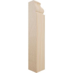 Ekena Millwork - MICSB1 - 1 1/8"W x 6 1/2"H x 1 1/8"P Americraft Solid Hardwood Stain Grade Baseboard Inside Corner Block for Profiles up to 5 1/4"H x 1 1/8"P