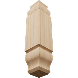 Ekena Millwork - MICSB2 - 1 1/8"W x 5 3/32"H x 1 1/8"P Americraft Solid Hardwood Stain Grade Baseboard Inside Corner Block for Profiles up to 2 9/16"H x 1 1/8"P