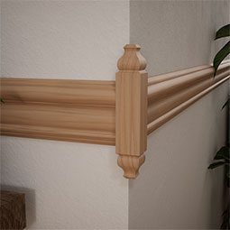 Ekena Millwork - MOCSB3 - 1 1/8"W x 6 3/32"H x 1 1/8"P Americraft Solid Hardwood Stain Grade Baseboard Outside Corner Block for Profiles up to 3 9/16"H x 1 1/8"P